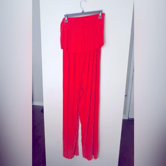 Pants - Orange Flowy Jumpsuit